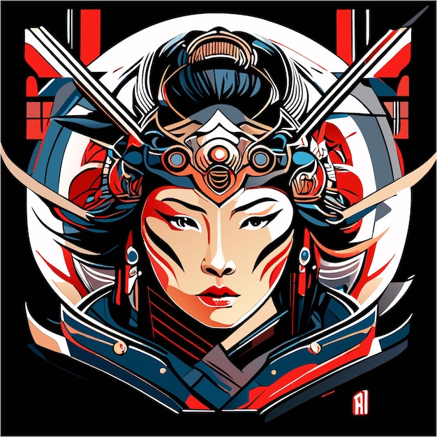 Premium Vector | Geisha's portrait transformed ukiyoe and abstract ...