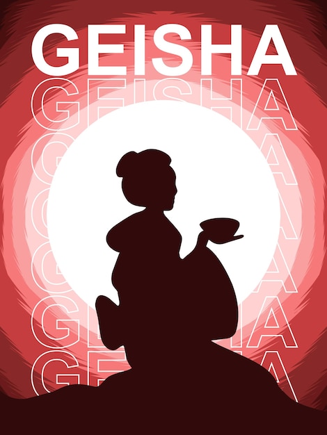 Geisha Silhouette Flat Design