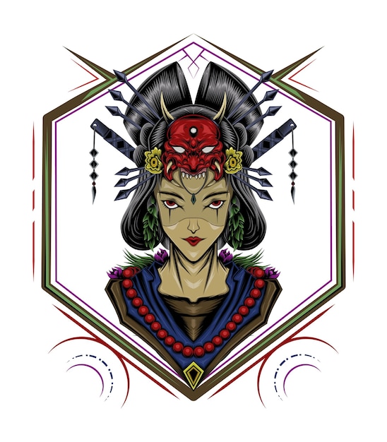 Vector geisha symbool japanse mascotte ontwerp