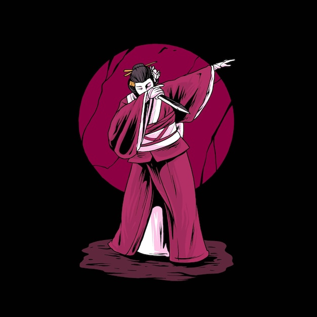 Geisha women with dabbing style premium vector