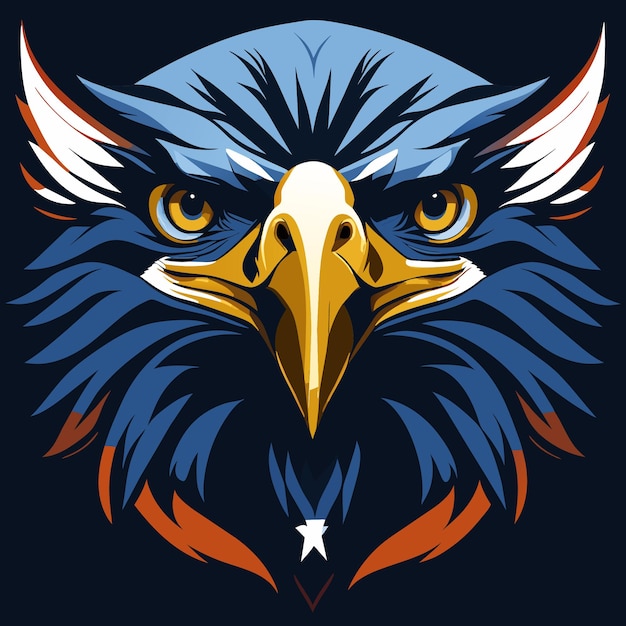 Geïsoleerd adelaar gezicht in de Amerikaanse vlag
