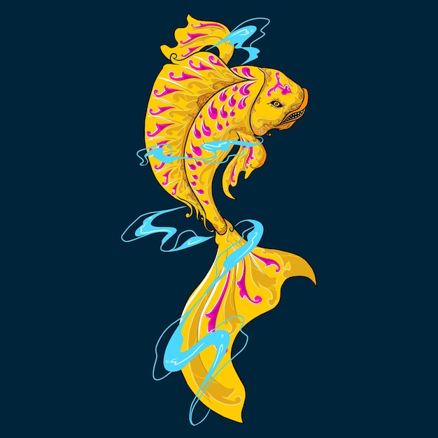 Geïsoleerd eenvoudig plat kunstwerk van rode vis in Chinese stijl