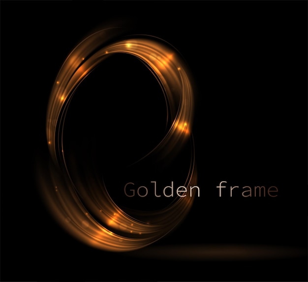 Geïsoleerd goud ovaal frame met glitter op zwarte achtergrond ontwerpelement