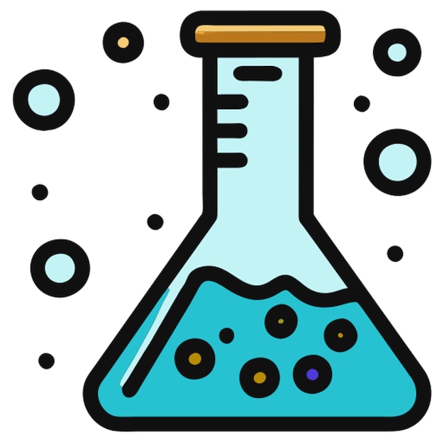 Vector geïsoleerd laboratorium erlenmeyer kolf icoon gekleurde omtrek