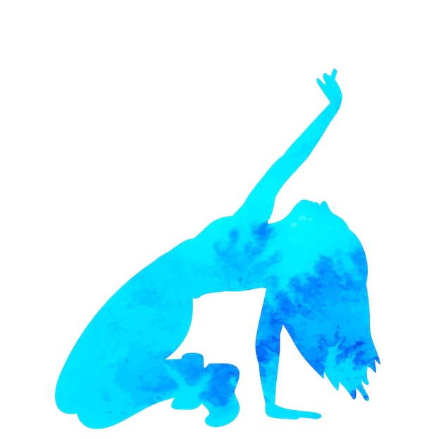 Geïsoleerd pictogram blauw aquarel silhouet meisje dansen