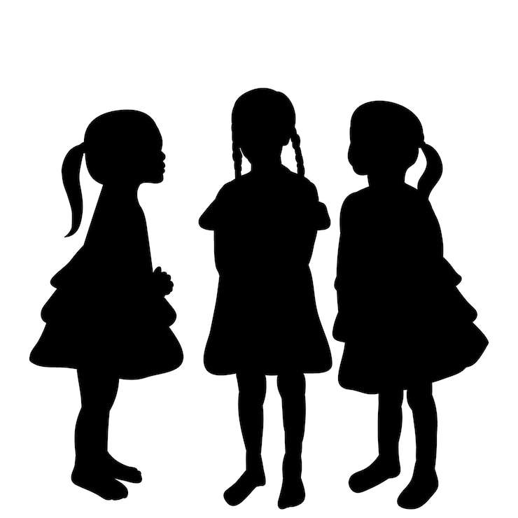 Vector geïsoleerd silhouet van een kind op een witte achtergrond kinderen