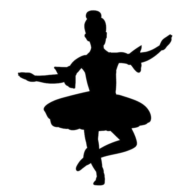 Vector geïsoleerd silhouet van een klein meisje dansende ballerina