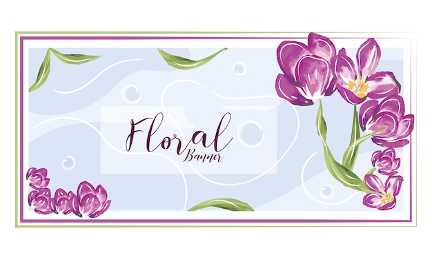 Geïsoleerde aquarel bloemen banner met tekst vectorillustratie