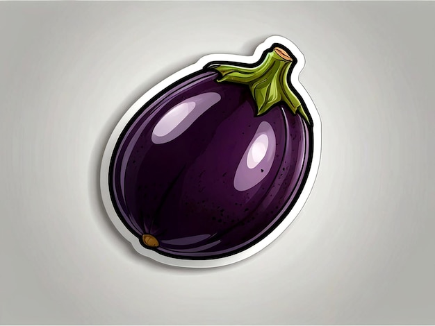 geïsoleerde aubergine sticker op witte achtergrond vector