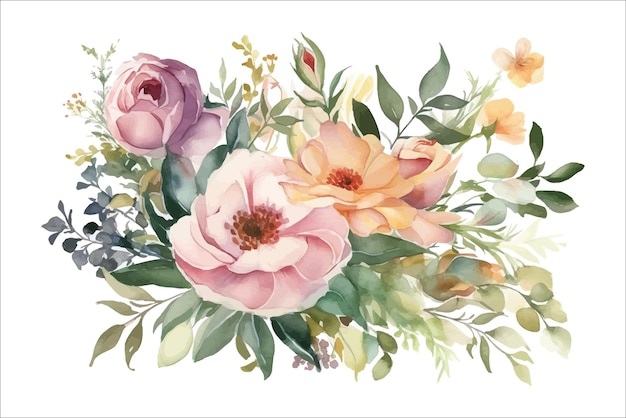Geïsoleerde bloemen illustratie set Decoratieve bloem elementen sjabloon Platte cartoon afbeelding geïsoleerd