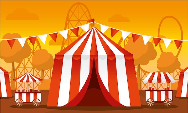 Geïsoleerde carnaval tent Pretpark vectorillustratie