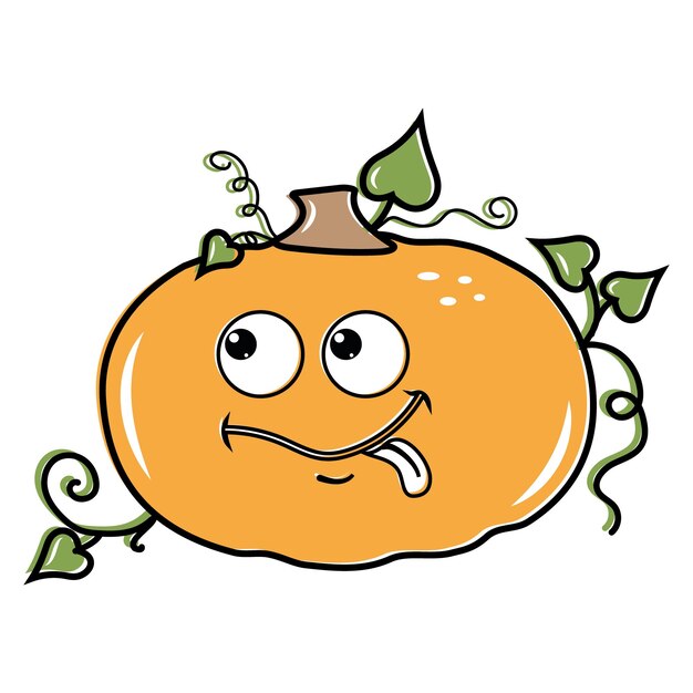 Geïsoleerde cartoon oranje pompoen met een kawaii gezicht op een witte achtergrond Leuk grappig karakter Flat design