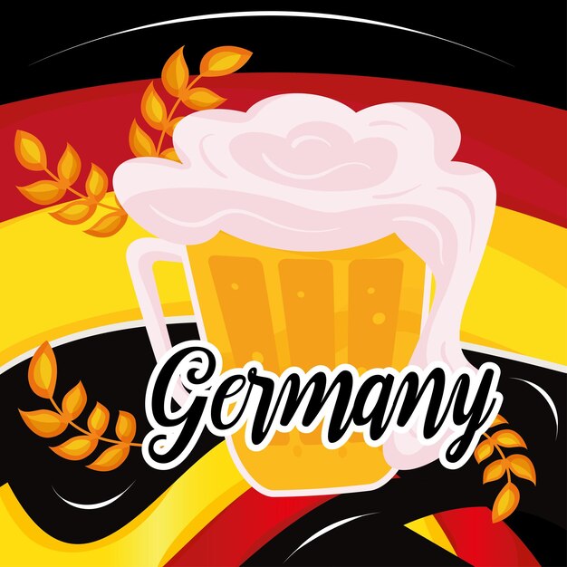 Geïsoleerde cartoonachtige beer met schuim Duitsland concept Vectorillustratie