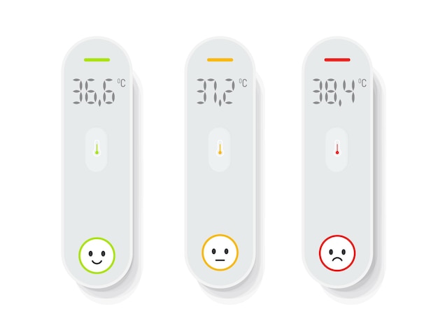 Geïsoleerde contactloze thermometerset. verzameling van medische temperatuurcontrole.