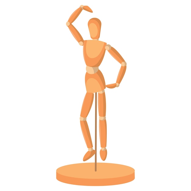 Geïsoleerde gekleurde houten mannequin model icoon Vector