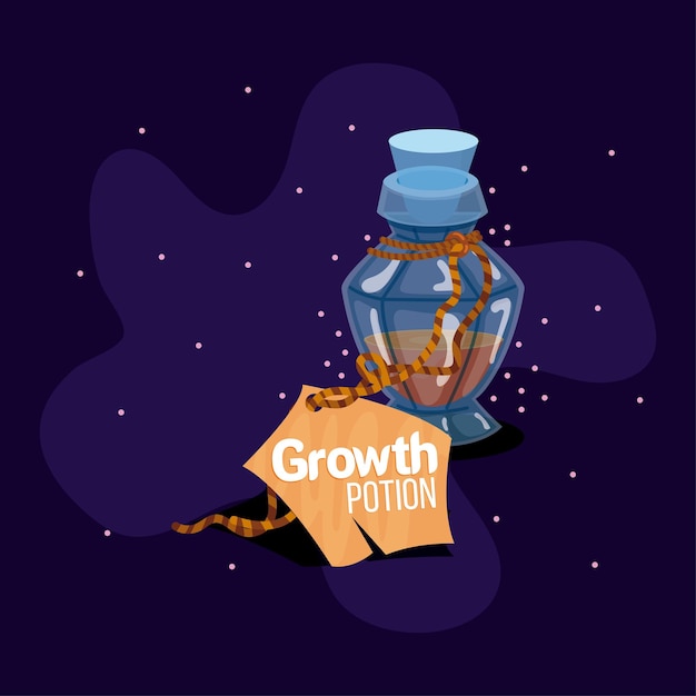 Geïsoleerde gekleurde magische groei potion elixir Vector illustratie