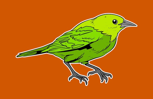 Vector geïsoleerde groene vogelvectorillustratie