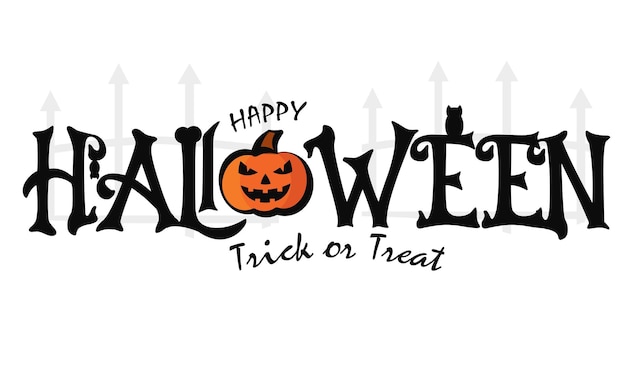 Vector geïsoleerde halloween belettering met ornamenten vectorillustratie