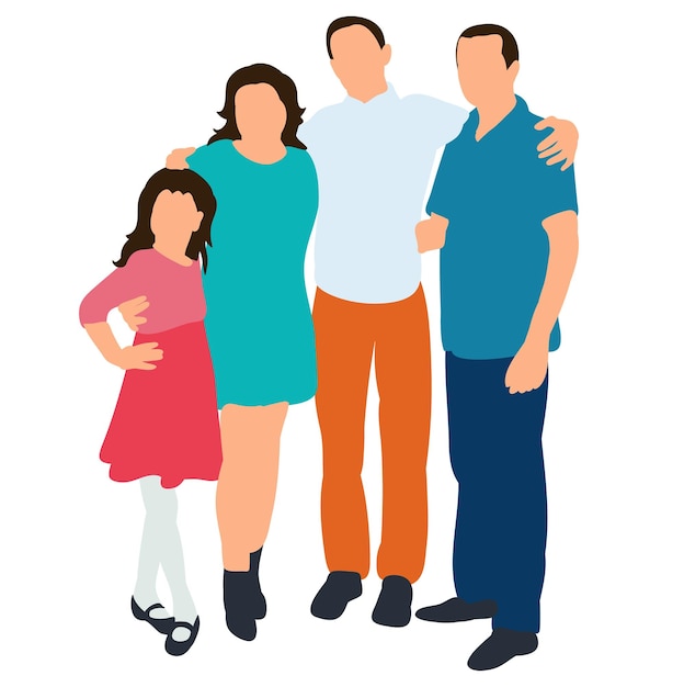 Vector geïsoleerde isometrische mensen gezin met kinderen