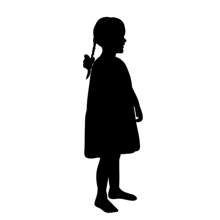 Vector geïsoleerde kind silhouet meisje staat