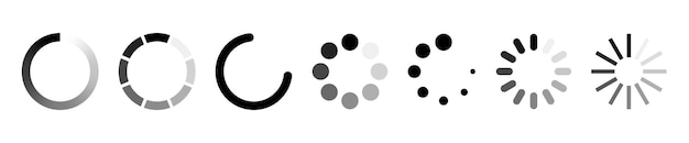 Geïsoleerde laden pictogrammenset op zwarte achtergrond. vector illustratie. verzameling