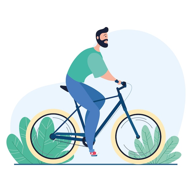 Geïsoleerde man op een fiets vectorillustratie