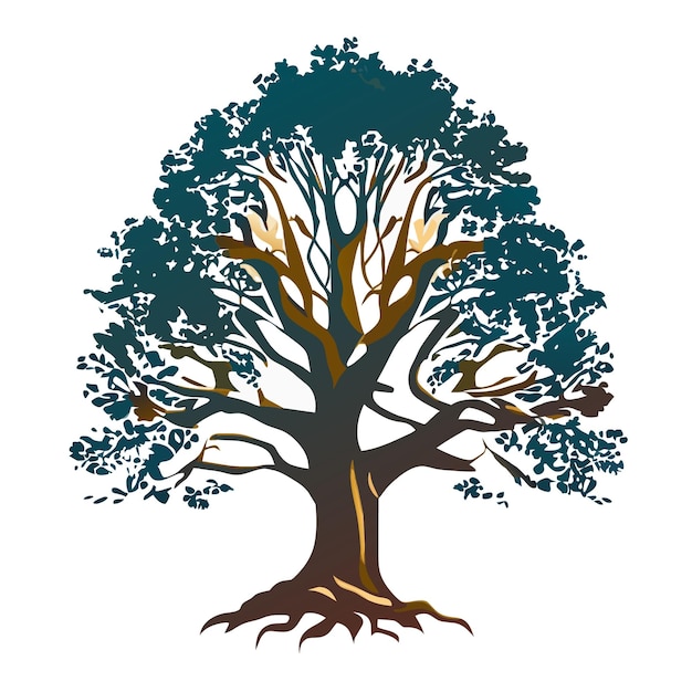 Geïsoleerde Oak Tree digitale vectorafbeelding in gedetailleerde stijl op wit