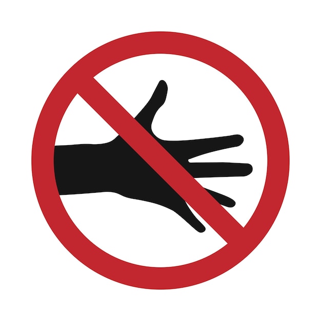 Geïsoleerde platte illustratie van doorzichtig rood doorgekruist en zwarte arm hand niet aanraken icoon