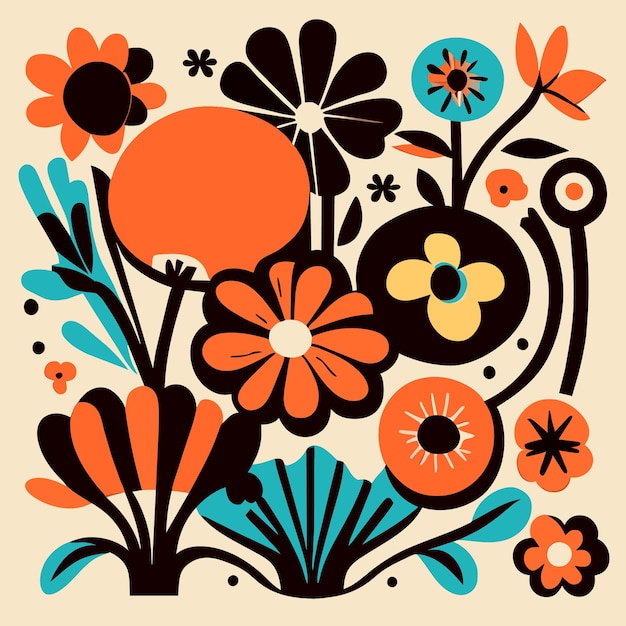 Geïsoleerde retro bloemen vectorillustratie