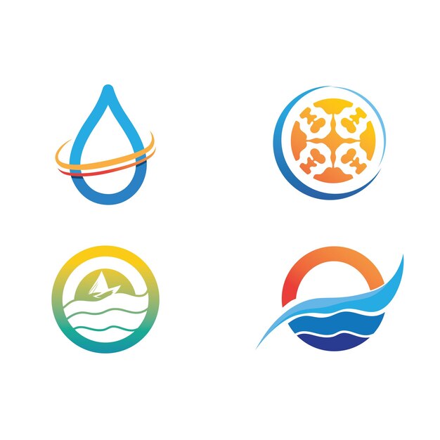 Geïsoleerde ronde vorm logo blauwe kleur logo stromend water afbeelding zee oceaan rivier oppervlak