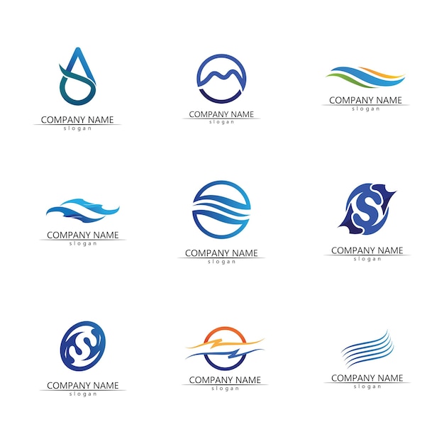 Geïsoleerde ronde vorm logo Blauwe kleur logo Stromend water afbeelding Zee oceaan rivier oppervlak