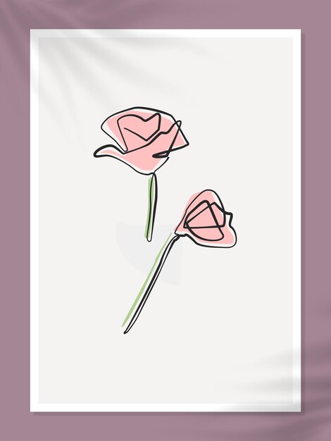 Geïsoleerde rose flower line art met bladeren