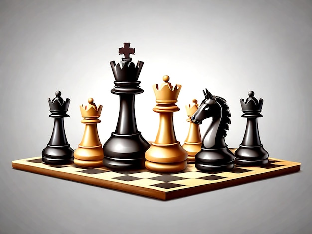 geïsoleerde schaakbord en verschillende schaakstukken illustratie vector.