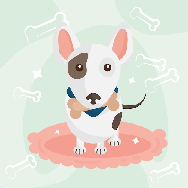 Geïsoleerde schattige bull terrier hond karakter vectorillustratie