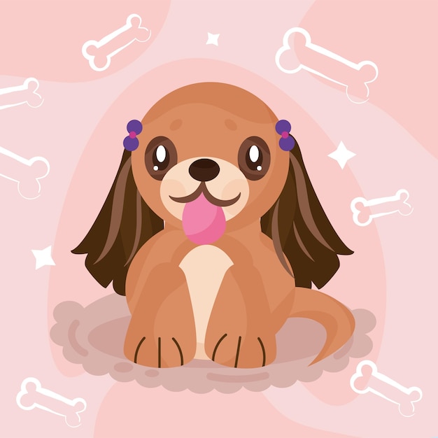 Geïsoleerde schattige cocker spaniel hond stripfiguur vectorillustratie