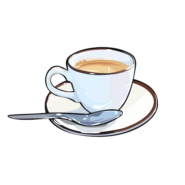 Geïsoleerde vector koffiekopje met lepel