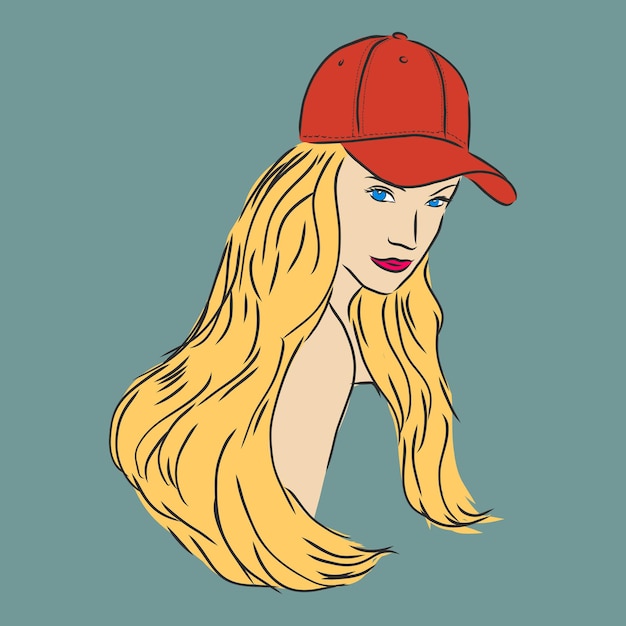 Geïsoleerde vectorillustratie mooi meisje in een cap