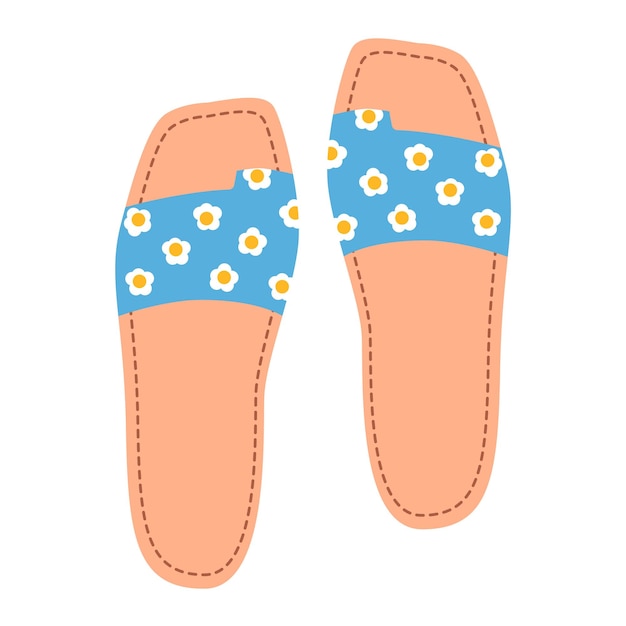 Geïsoleerde vrouwelijke zomerblauwe schoenen met bloemen op witte achtergrond