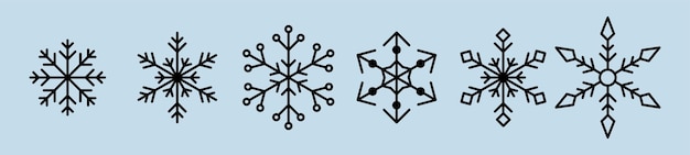 Vector geïsoleerde winter sneeuwvlokken eenvoudige lijn pictogrammenset decoratie voor winterseizoen