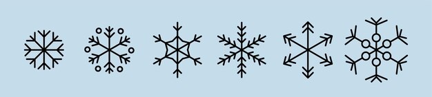 Vector geïsoleerde winter sneeuwvlokken eenvoudige lijn pictogrammenset decoratie voor winterseizoen