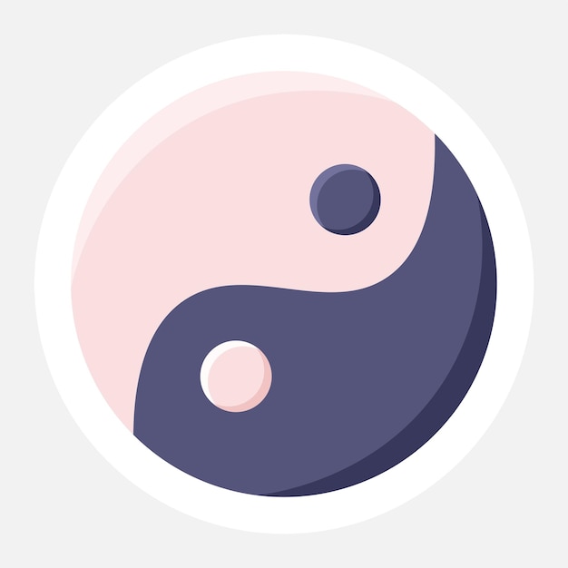 Geïsoleerde yin yang-sticker of pictogram in plat ontwerp