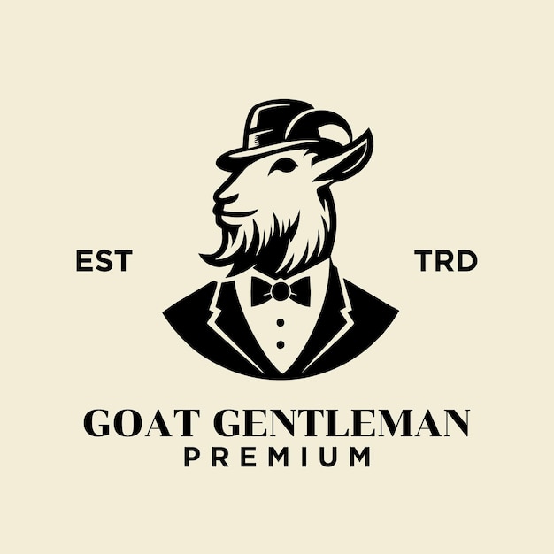 Vector geit gentleman vintage embleemontwerp pictogram