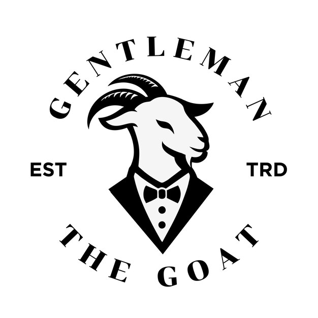 Vector geit gentleman vintage embleemontwerp pictogram