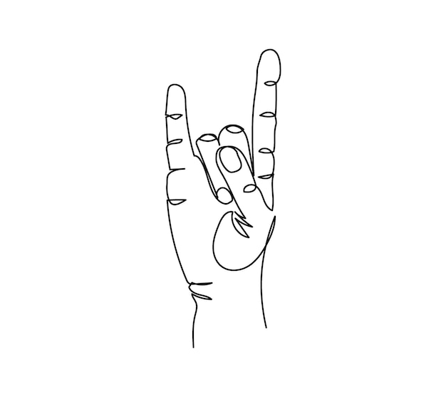 Geit rock symbool één lijntekeningen. Continu lijntekening van gebaar, hand.