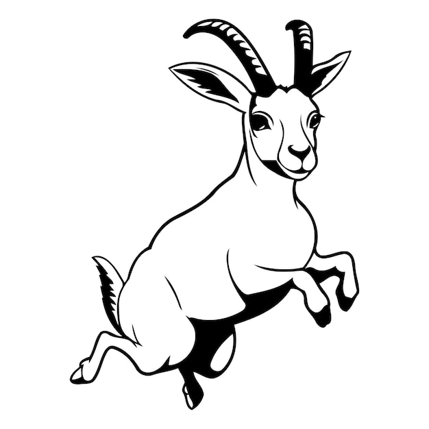 Vector geit springt op een wolk vectorillustratie van een geit die op een cloud springt