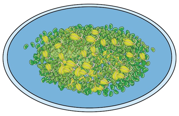 Vector gekiemde groene moongs in een bord