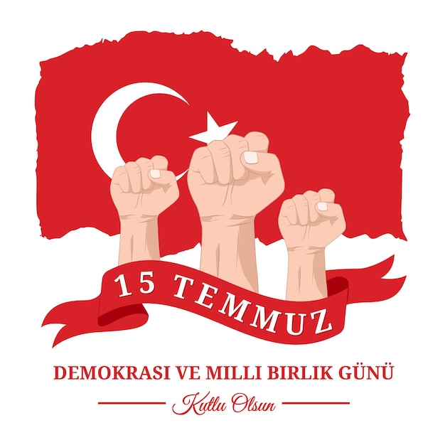 Geklemde vuist voor 15 temmuz demokrasi ve milli birlik gunu Turkse Democratie en Nationale Eenheidsdag