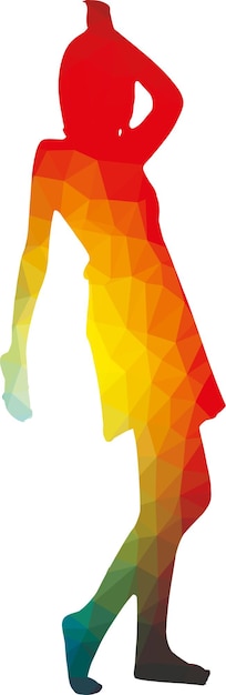 Vector gekleurd silhouet van een dansend meisje dat op witte achtergrond wordt geïsoleerd