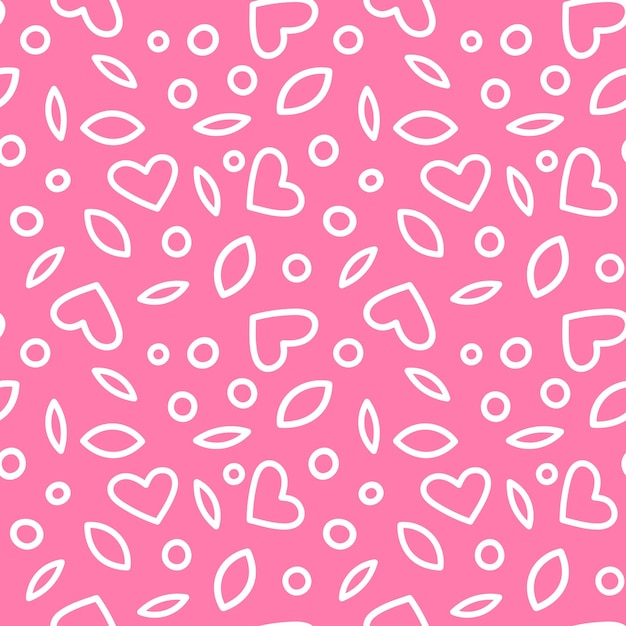 Vector gekleurd vectorpatroon van harten op roze achtergrond