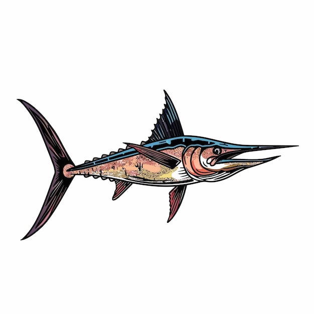 Vector gekleurde_atlantic_swordfish_marlin_vector
